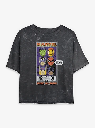 Marvel Heroic Halloween Mineral Wash Womens Crop T-Shirt