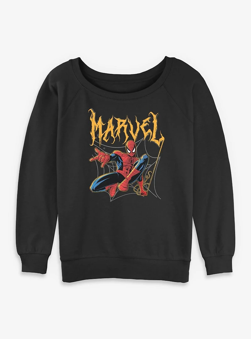 Marvel Spider-Man Spooky Spider Swing Womens Slouchy Sweatshirt