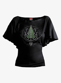 the Lord of Rings Frodo Leaf Boat Neck Bat Sleeve Top