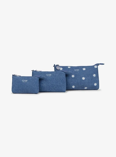 JuJuBe Denim and Daisies 3-piece Pouch Set