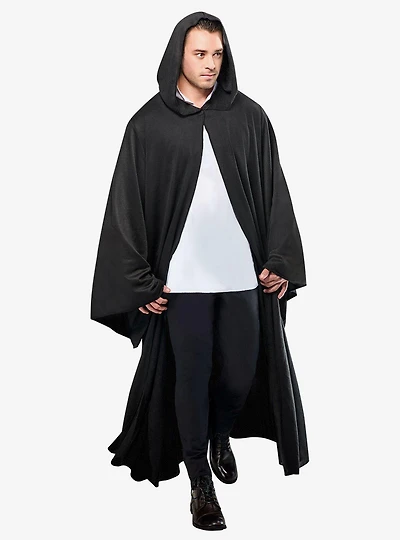 Black Full Length Hooded Renaissance Cloak