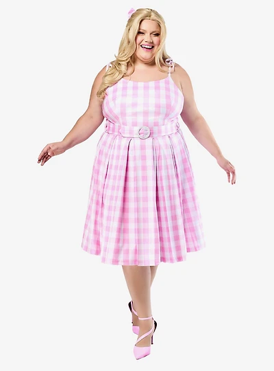 Barbie Perfect Day Pink Gingham Dress Plus