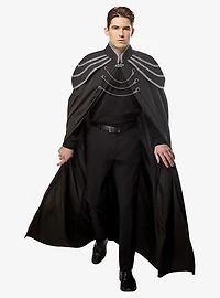 Black Full Length Renaissance Cape with Chain Accents