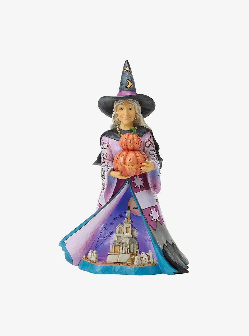 Halloween Witch Holding Pumpkin Figurine