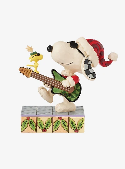 Peanuts Snoopy and Woodstock Christmas Guitar Figurine