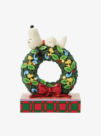 Peanuts Snoopy Sleeping on LED Wreath Figurine