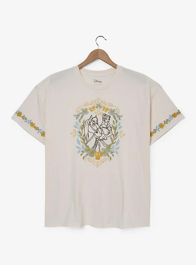 Disney Beauty and the Beast Belle & Phillipe Floral Women's Plus T-Shirt — BoxLunch Exclusive