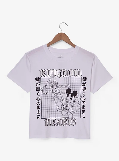 Disney Kingdom Hearts Tonal Grid Portrait Women's Cropped T-Shirt - BoxLunch Exclusive
