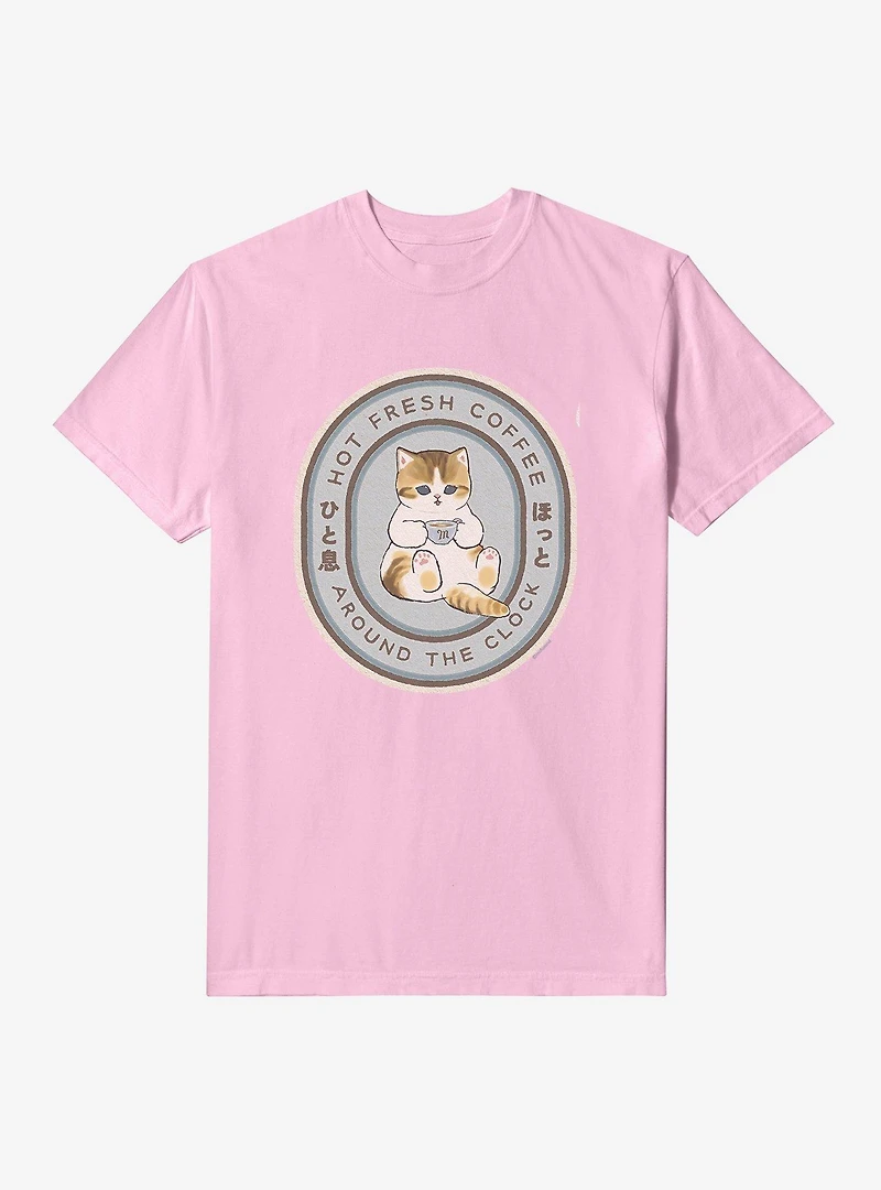 Mofusand Hot Fresh Coffee Around The Clock Garment Dye T-Shirt