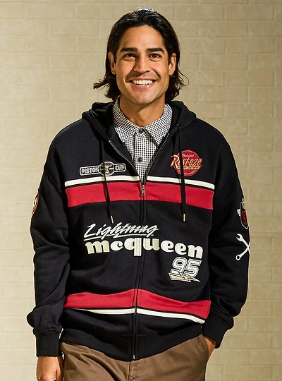 Disney Pixar Cars Lightning McQueen Patches Zip Hoodie — BoxLunch Exclusive