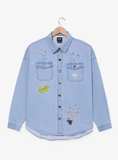 Disney Pixar A Bug's Life Embroidered Women's Long Sleeve Button-Up — BoxLunch Exclusive