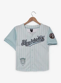 Star Wars The Mandalorian Grogu Women's Plus Cropped Striped Baseball Jersey - BoxLunch Exclusive