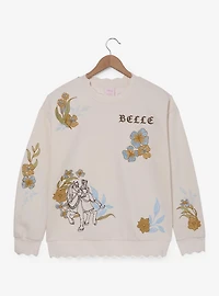 Disney Beauty and the Beast Belle & Phillipe Floral Women's Crewneck — BoxLunch Exclusive