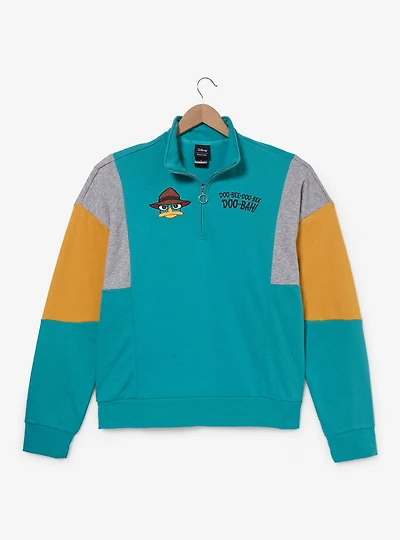 Disney Phineas & Ferb Perry The Platypus Women's Plus Quarter-Zip Crewneck - BoxLunch Exclusive