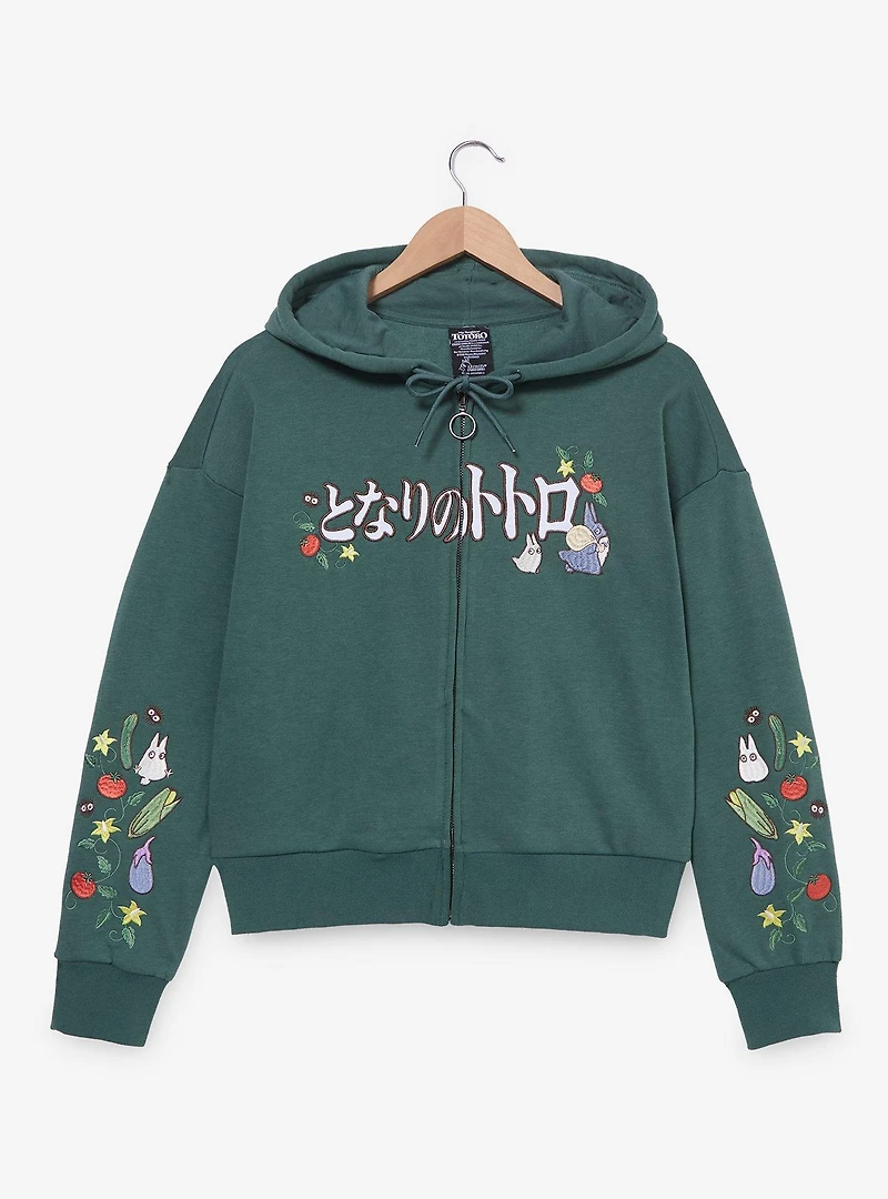 Studio Ghibli® My Neighbor Totoro Veggies Embroidered Women's Plus Cropped Zippered Hoodie - BoxLunch Exclusive