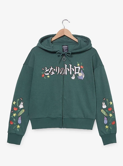 Studio Ghibli® My Neighbor Totoro Veggies Embroidered Women's Plus Cropped Zippered Hoodie - BoxLunch Exclusive