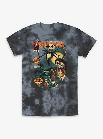 The Nightmare Before Christmas Comic Cover Style Tie-Dye T-Shirt