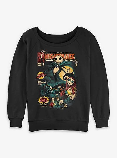 The Nightmare Before Christmas Comic Cover Style Womens Slouchy Sweatshirt