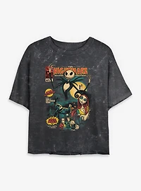 The Nightmare Before Christmas Comic Cover Style Mineral Wash Womens Crop T-Shirt
