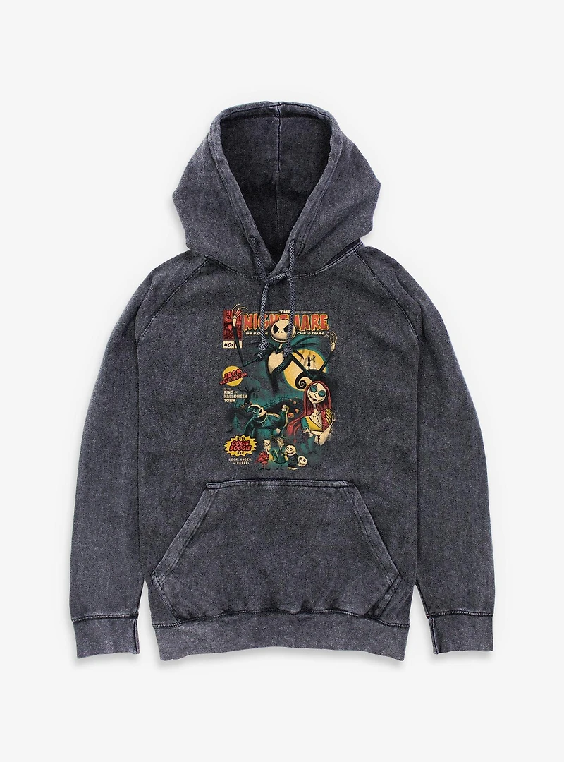 The Nightmare Before Christmas Comic Cover Style Mineral Wash Hoodie