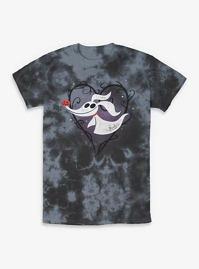 The Nightmare Before Christmas Zero Heart Tie-Dye T-Shirt