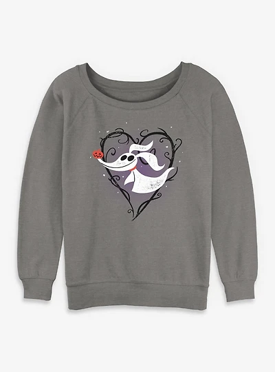 The Nightmare Before Christmas Zero Heart Womens Slouchy Sweatshirt