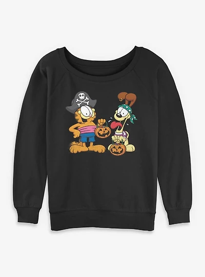 Garfield Pirate Buds and Odie Womens Slouchy Sweatshirt