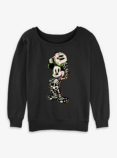 Disney Mickey Mouse Skeleton Womens Slouchy Sweatshirt