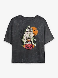 Disney Donald Duck Scared Mineral Wash Womens Crop T-Shirt