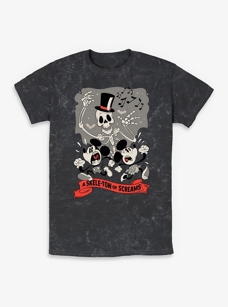 Disney Mickey Mouse A Skeleton Of Screams Mineral Wash T-Shirt