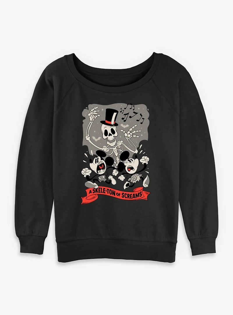 Disney Mickey Mouse A Skeleton Of Screams Womens Slouchy Sweatshirt