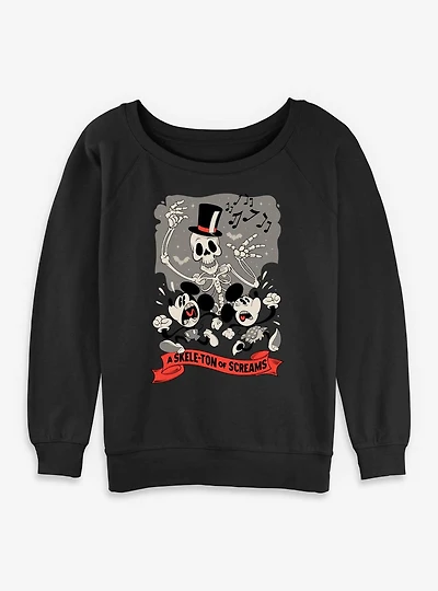 Disney Mickey Mouse A Skeleton Of Screams Womens Slouchy Sweatshirt