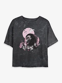 The Nightmare Before Christmas Classic Scene Group Mineral Wash Womens Crop T-Shirt