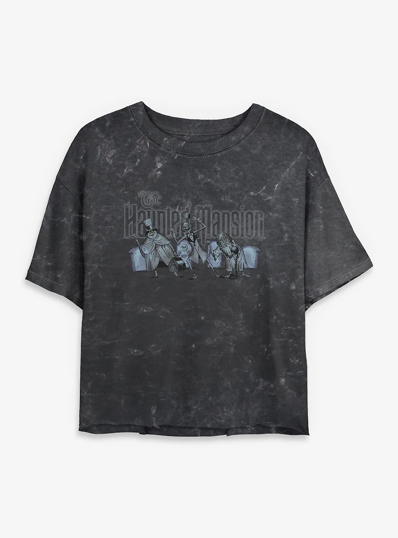 Disney Haunted Mansion Hitchhiking Ghosts Together Mineral Wash Womens Crop T-Shirt