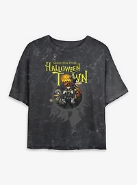 Disney Kingdom Hearts Greetings From Halloween Town Mineral Wash Womens Crop T-Shirt