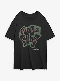 Disney Freaky Friday Pink Slip Logo Womens Oversized T-Shirt