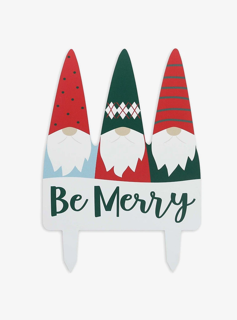 Be Merry Gnomes Christmas Metal Yard Stake