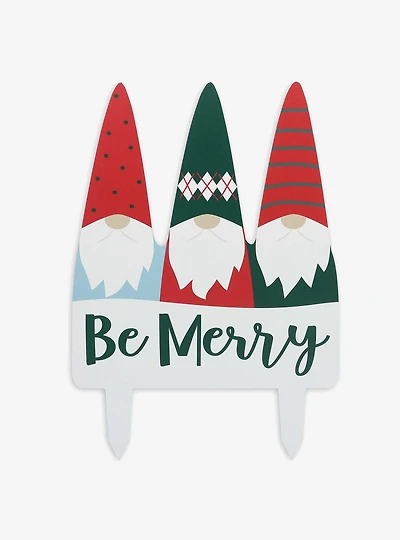 Be Merry Gnomes Christmas Metal Yard Stake