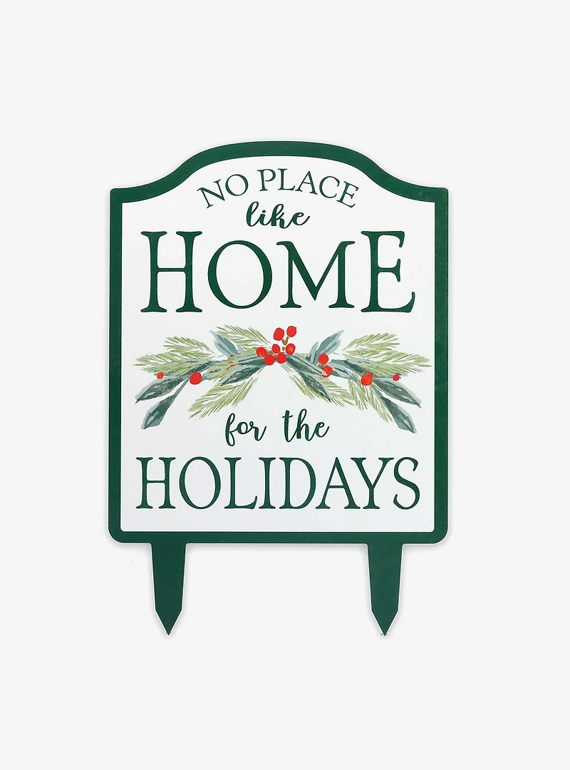 Home For The Holidays Christmas Holly Metal Yard Stake
