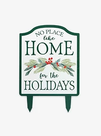 Home For The Holidays Christmas Holly Metal Yard Stake