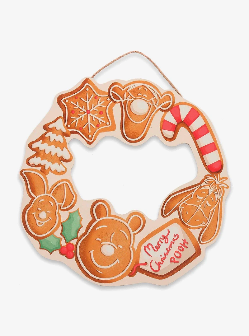 Disney Winnie The Pooh Gingerbread Christmas Wreath Hanging Wood Wall Decor