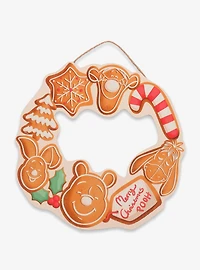 Disney Winnie The Pooh Gingerbread Christmas Wreath Hanging Wood Wall Decor