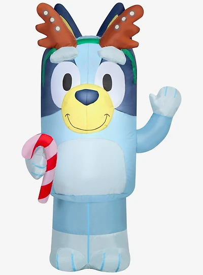 Bluey with Antlers Holding Candy Cane Airblown Inflatable