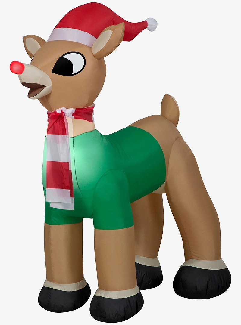 Rudolph the Red Nosed Reindeer in Santa Hat and Scarf Christmas Inflatable