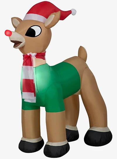 Rudolph the Red Nosed Reindeer in Santa Hat and Scarf Christmas Inflatable
