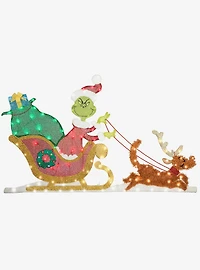 Dr. Seuss How The Grinch Stole Christmas Lighted KD Grinch Sleigh Scene Holiday Flat-tastics Yard Decor