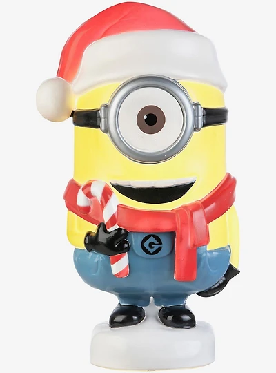 Minions Stuart with Candy Cane Lighted Blow Mold Outdoor Decor