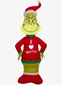 Dr. Seuss How The Grinch Stole Christmas Grinch in Who Ville Sweater Christmas Airblown Inflatable