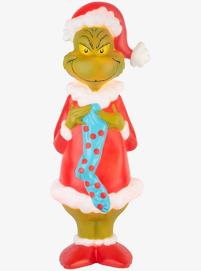 Dr. Seuss How The Grinch Stole Christmas Grinch with Seussian Style Stocking Lighted Blow Mold Outdoor Decor