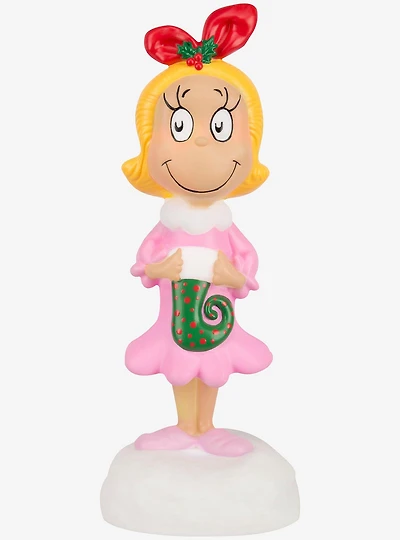Dr. Seuss How The Grinch Stole Christmas Grinch Cindy Lou Who with Stocking Lighted Blow Mold Decor